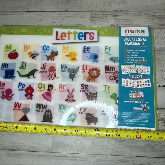 Set of 8 Merka Kids' Educational Placemats Reusable Non-Slip Silicone Teaching - Picture 3 of 10